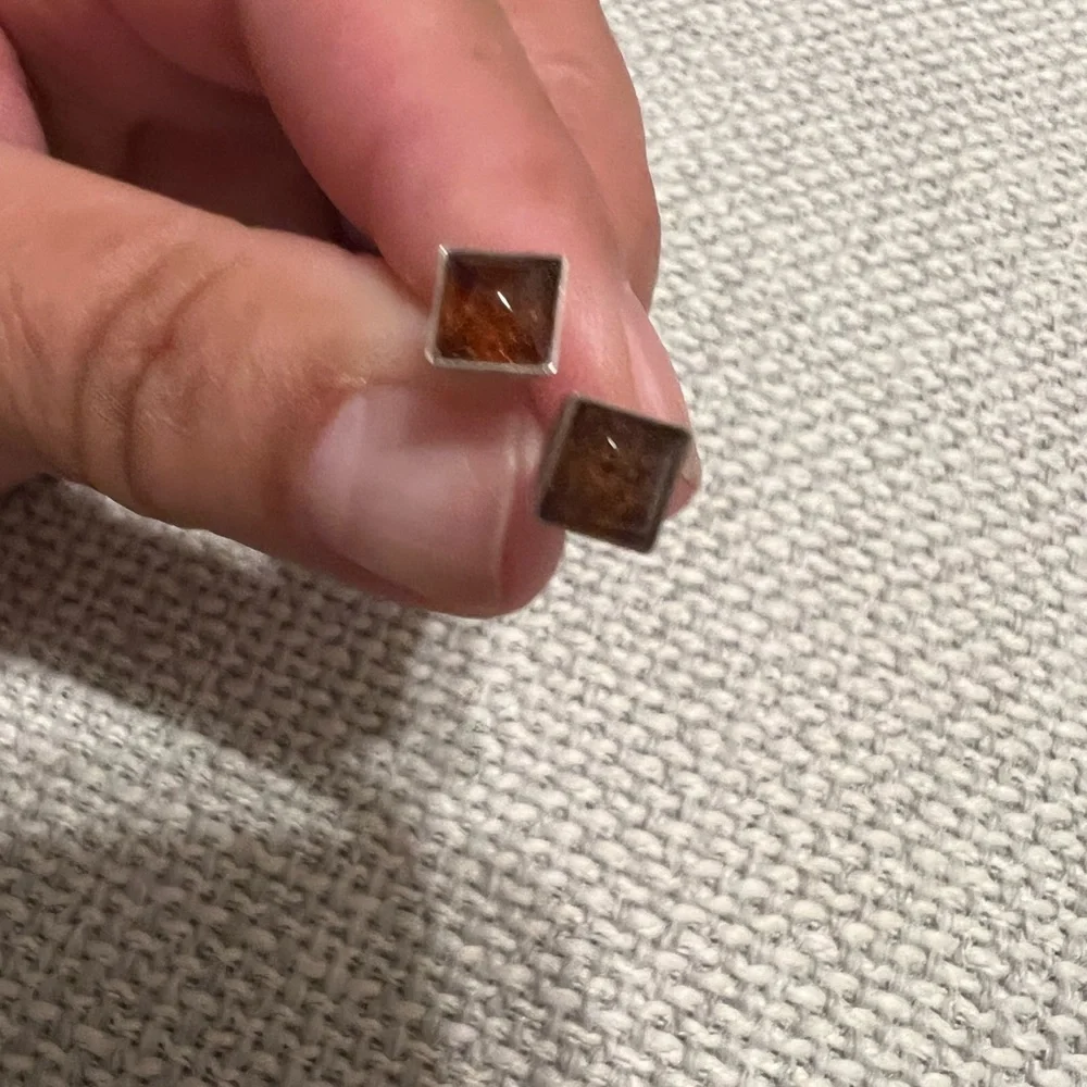 Sterling silver Amber earrings made in Mexico - Picture 4 of 10